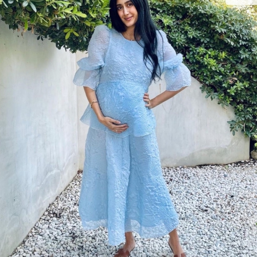 Frances Hart Light Blue Double Layered Maternity Dress